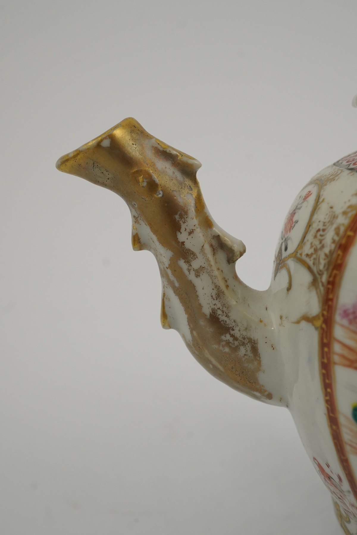 A Chinese famille rose ‘mandarin’ ogee shaped teapot, Qianlong period
